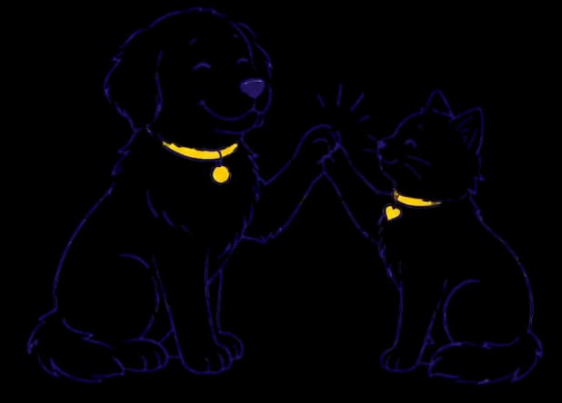 A dog and a cat high-fiving